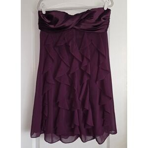 Xscape by Joanna Chen Strapless Ruffle Dress‎ Plum Purple Size 12